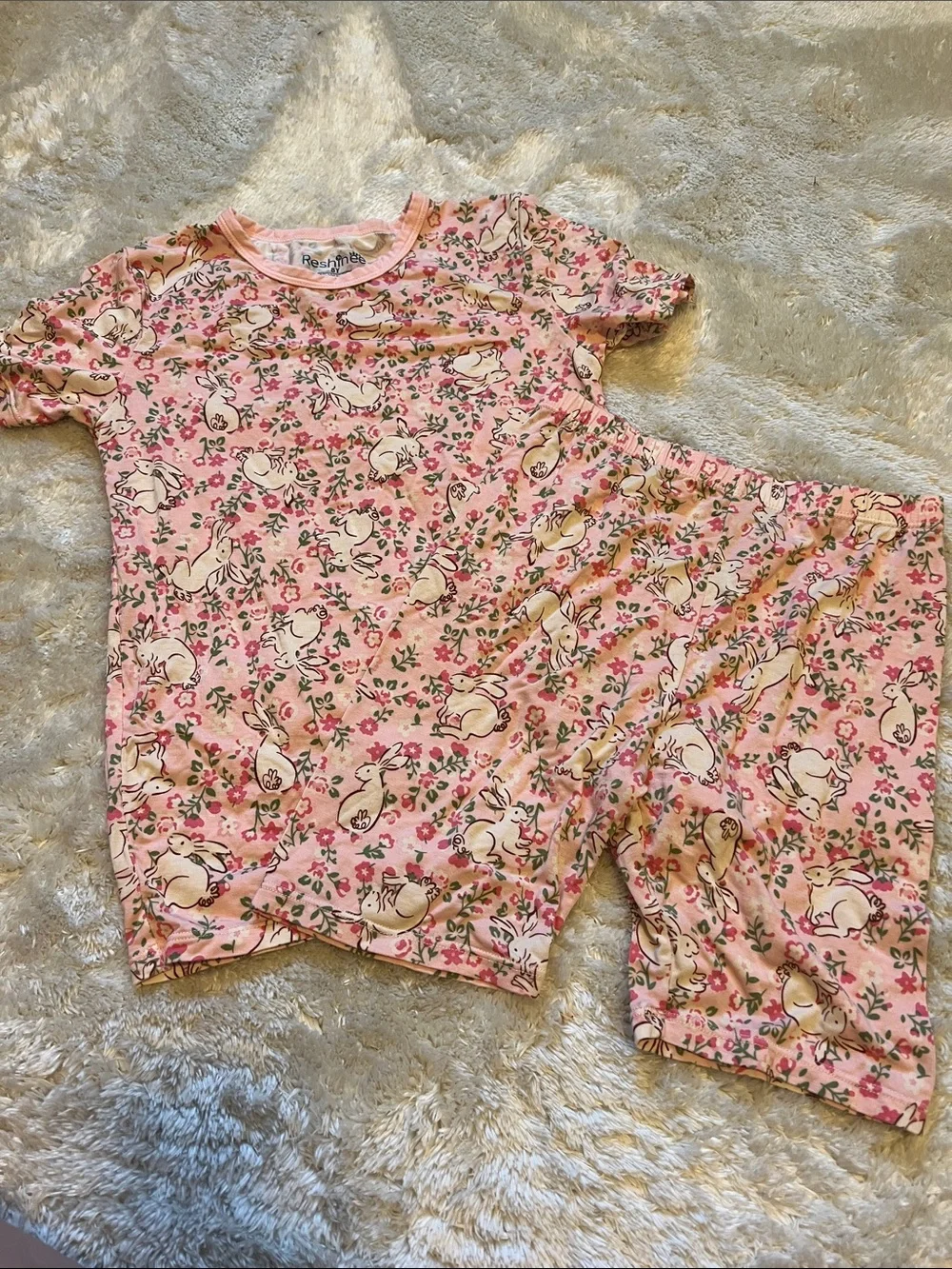 Bamboo Bunny & Floral Short Pajama Set